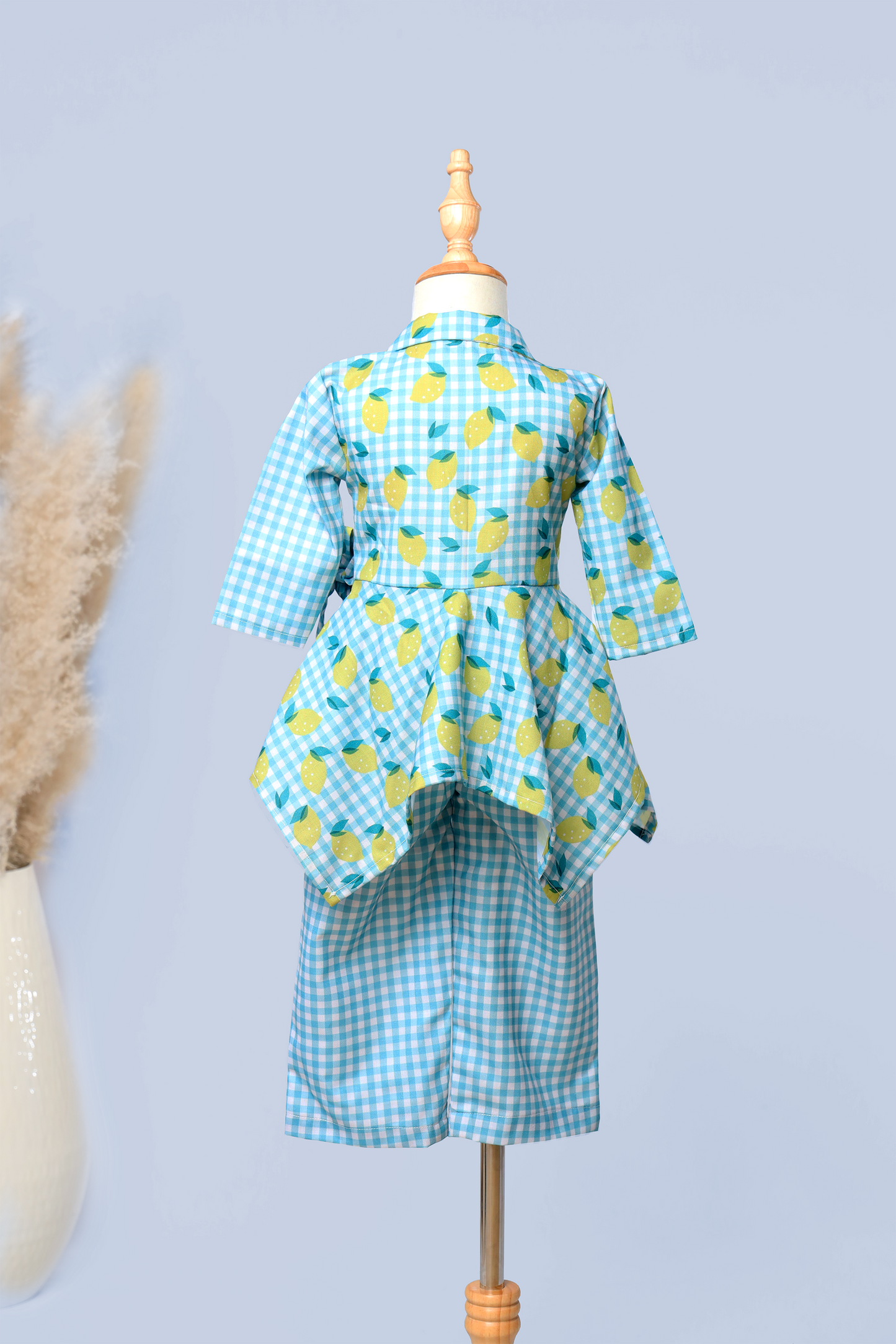 Lemon Print Top + Checked Pant