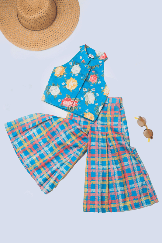 Floral Blue Top Set